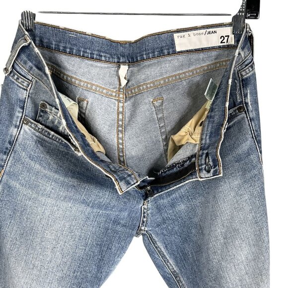 Rag & Bone Jean Dre Slim Boyfriend Low Rise US 4 Valencia Raw Hem USA Made Edgy - Picture 5 of 15